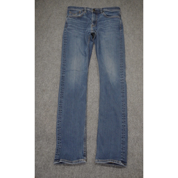 Revtown Jeans‎ Mens 32x34 Denim Taper Slim Fit Blue Medium Wash Whiskered EUC - Picture 1 of 10